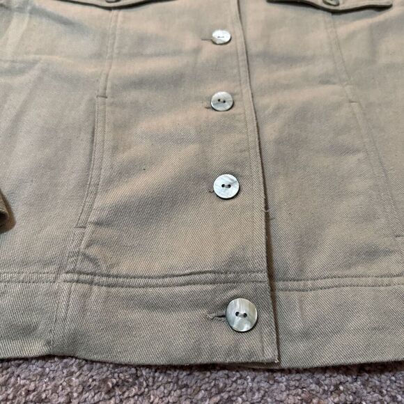 French Laundry L Linen Blazer Jacket Shacket Laganlook Green Lightweight Coastal - Picture 3 of 9